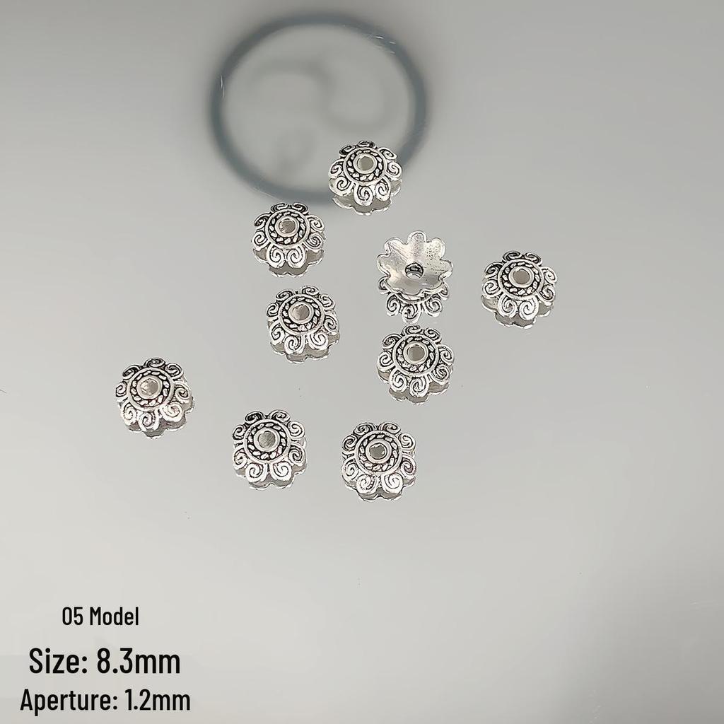 Retro Distressed Alloy Antique Silver Flower Spacer Bead Cap for DIY Bracelet & Necklace Making