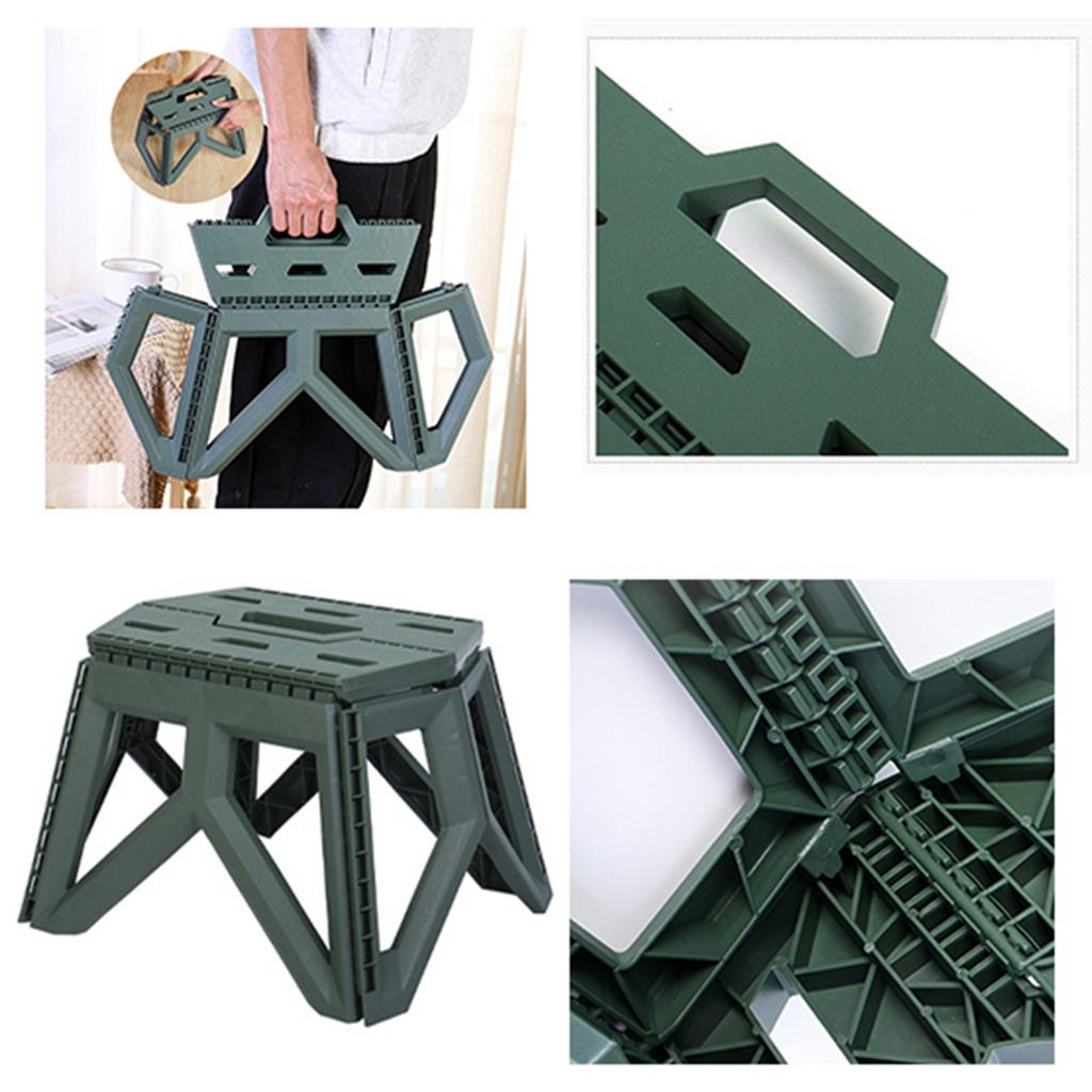 Folding Step Stool Plastic Lightweight Portable Small Kids Step Stool for Outdoor Camping Fishing Picnic Green