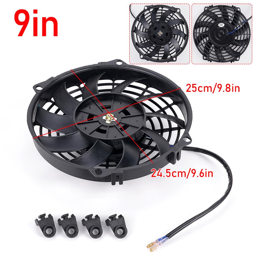 Auto A/C Electronic Fan Universal 8/9/10/12/14 Inch 12V 2100RPM Electronic Cooling Fan Straight Black Blade Electric Cool Kit