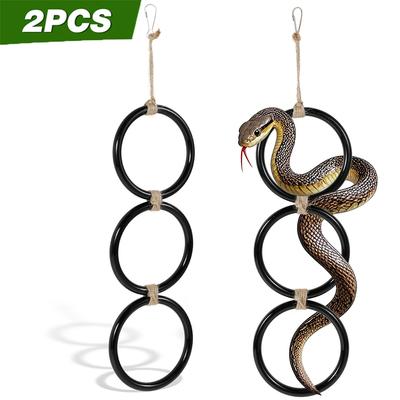2Pcs Snake Climbing Ring Pet Toy Metal Corn Snake Climbing Hoop 3 Ring Parrot Climbing Toy Reptile Tank Accessories Pet Supplies