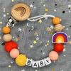 Handgefertigte Personalisierte Schnullerketten mit Namen Schnullerhalter Baby Silikon Regenbogen Schnullerhalter Kette Baby Beißring Geschenk