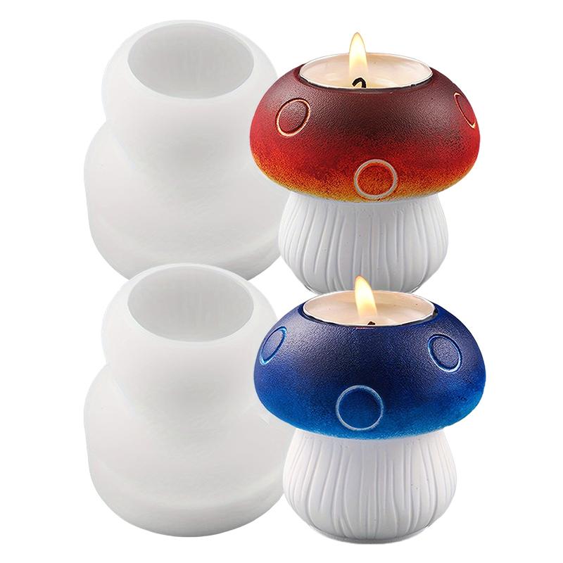 Mushroom Candle Silicone Mold 3D Mushroom Candlestick Silicone Mold Diy Handmade Vase Plaster Resin Candle Holder Home Decor