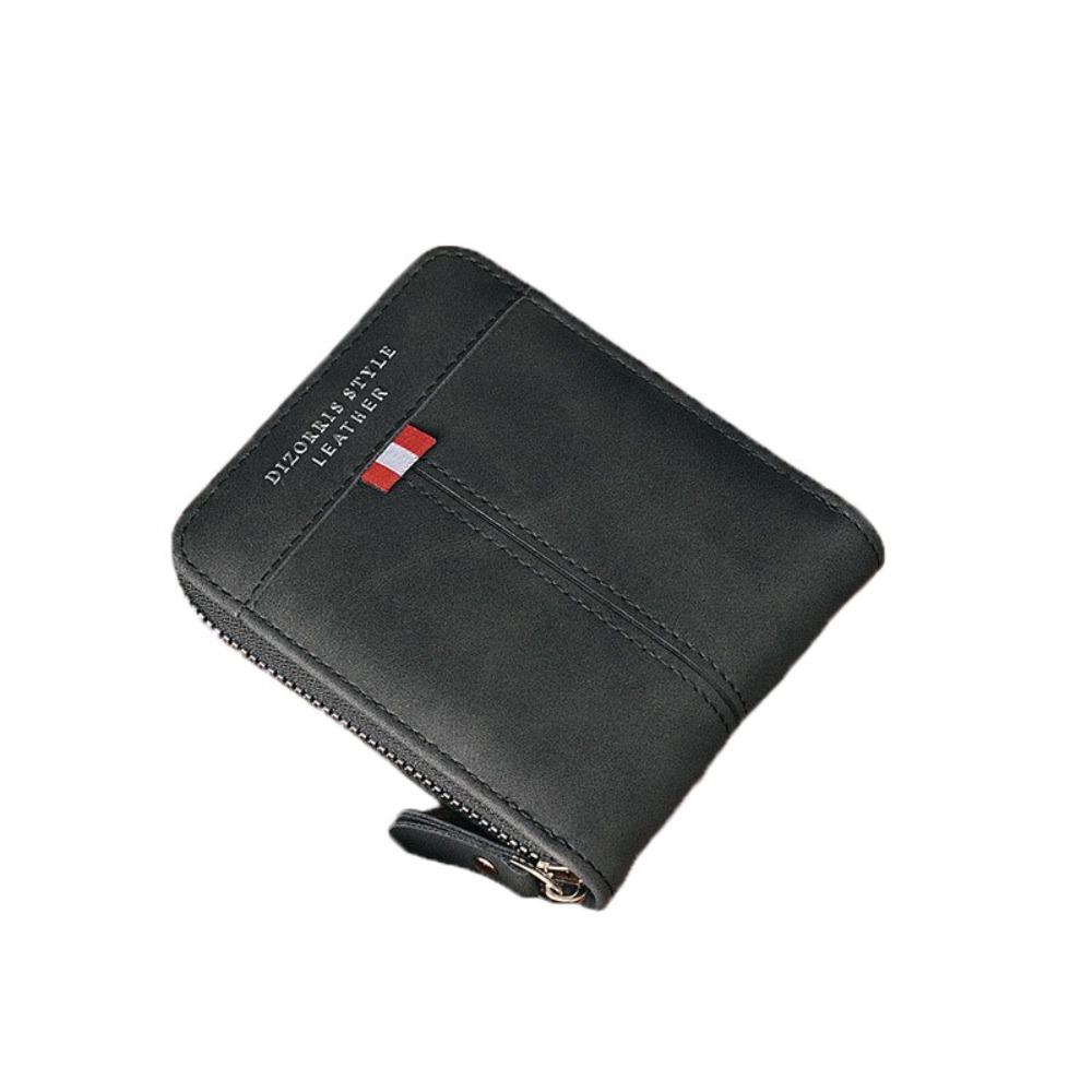 Zipper Men Short Wallet PU Leather ID Card Holder Fashion Business Clutch Bag  Gift