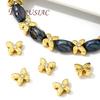 18K Gold Plated Brass Butterfly Spacer Beads Separators For Bracelets Accessories DIY Jewelry Making Supplies Metal Beads
