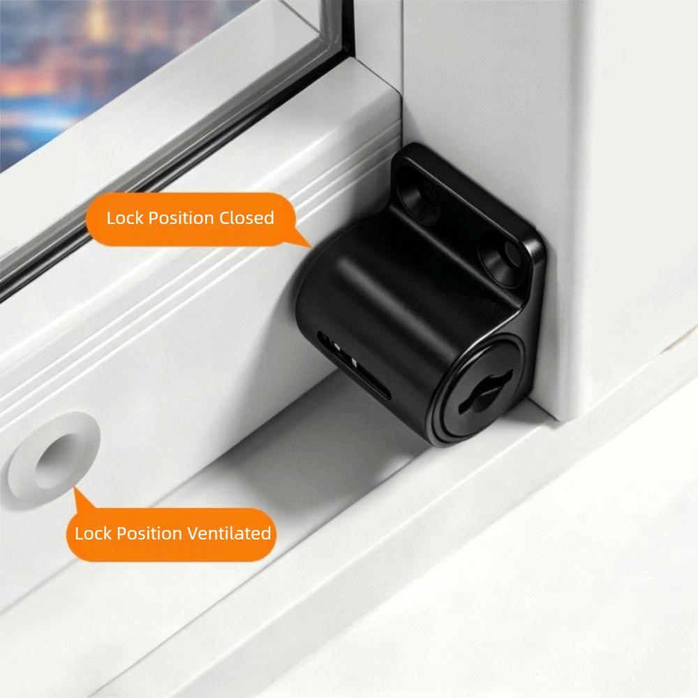 Fenster-Sicherheitsschloss aus Aluminiumlegierung, feste Schnalle, mit 2 Schlüsseln, universell passend, zum Drücken, Ziehen, Bewegen