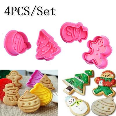4 pezzi/set taglierina per biscotti natalizi in plastica per uso alimentare, strumento per la cottura della cucina, decorazione per torta fondente