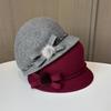 Fashion Beret Women'S Autumn And Winter Woolen Top Hat Cute Hairball Dome Basin Hat Elegant Styling Dome Felt Hat