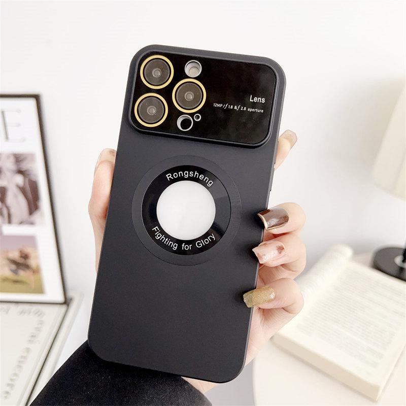 

Роскошный чехол для телефона с большим окном, окрашенный распылением, этикетка для защиты от утечки пленки с магнитной присоской, подходит для iPhone 14 13 12 11 Pro Max, защитный чехол от падения iPhone 14 Pro Max чёрный