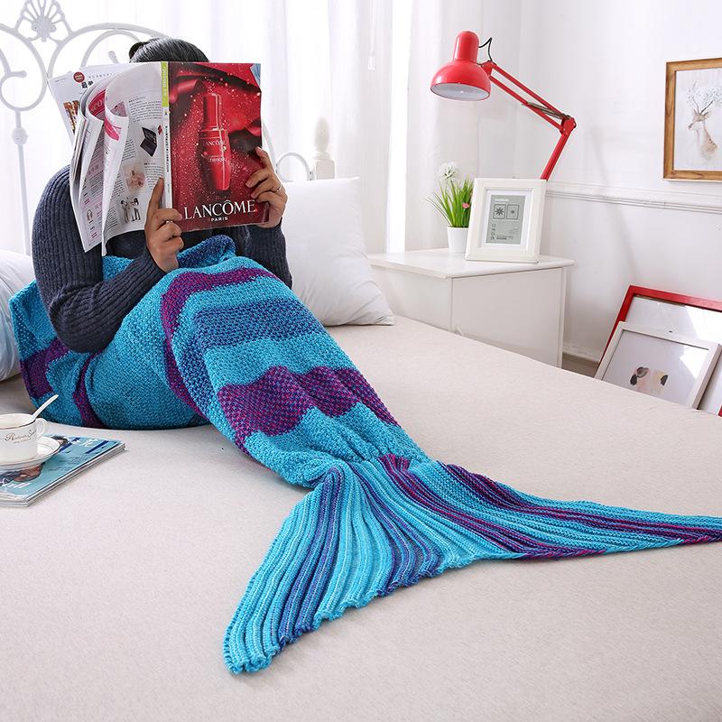 Girls' Mermaid Sleeping Bag Soft Adjustable Kids Blanket with Fish Tail Costume Photography Indoor Camping Air Conditioning Blanket