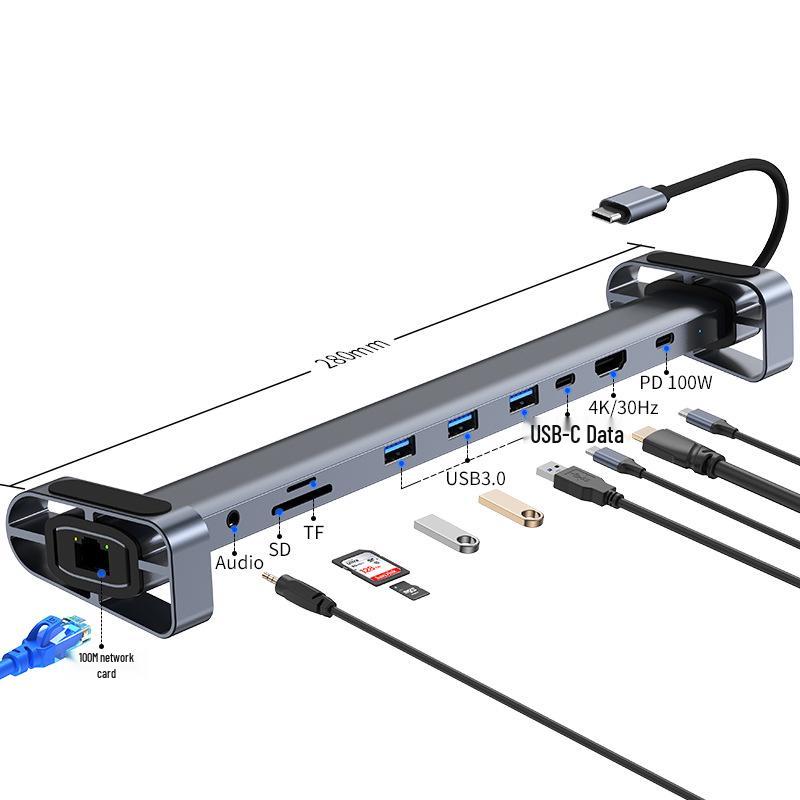 10-in-1 Type-C Folding Laptop Dock & Multi-Port Hub Stand