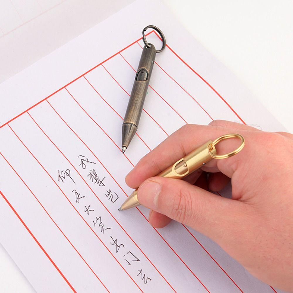 With Keychain Mini Ballpoint Pen Brass Writing Pen New Gel Pen  Outdoor