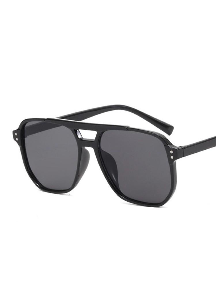 Double Bridge Rivet Oversized Square Sunglasses Women Vintage Brand Designer Sun Glasses Fashion Big Frame Cool Female