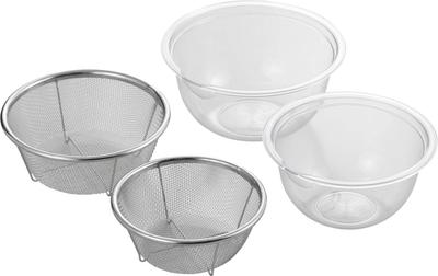 Yoshikawa Colander Bowl Microwave OK Bowl Bowl Colander Colander 13cm Made In Japan Set of 4 Dishwasher Safe New Kitchen Basic SJ2965 17cm, 15cm,