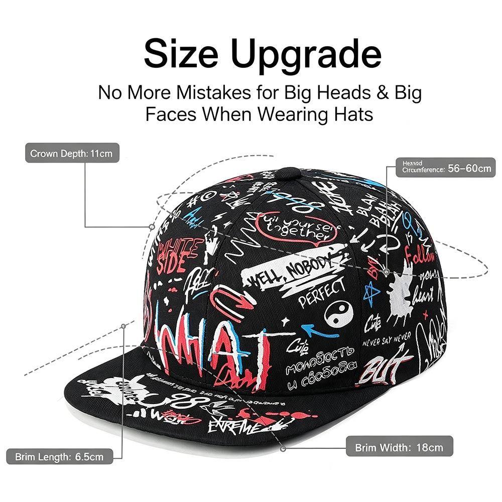 Casual Hip Hop Baseball Cap Letter Graffiti Print Sun Hat Outdoor Breathable Snapback Hat for Men Women