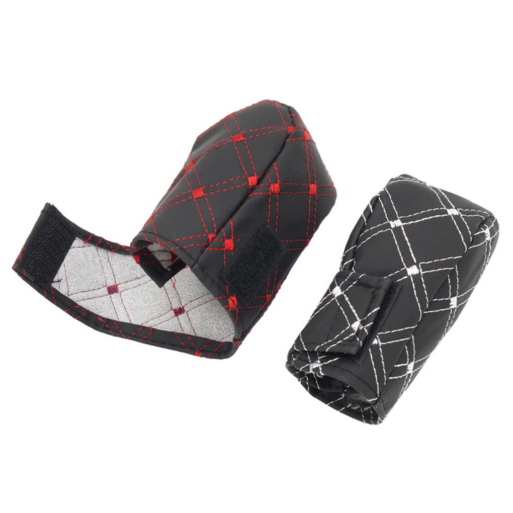 2pcs/set PU Leather Car Hand Brake Gear Shift Cover Handbrake Grips Case Manual Gear Head Shift Knob Shell