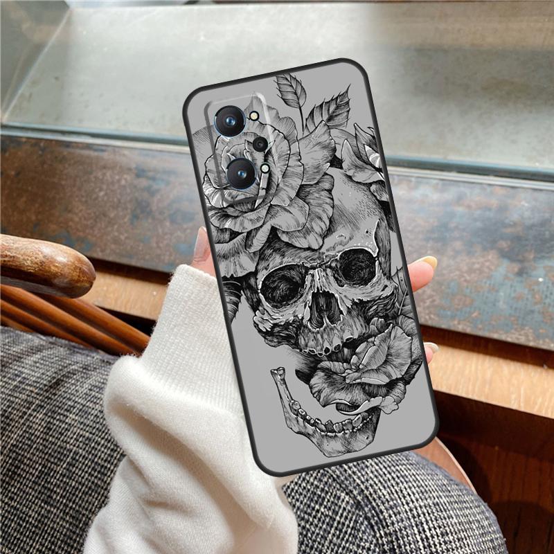 Gothic Skull Case For Realme 12 Pro Plus 11 13 14 C63 C61 C55 C51 C53 C25 C65 C67 C71 C75 GT6 GT7 15 Pro