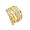 Copper Plated Zircon Double Color Love Peach Heart Oval Design Sense Open Ring Ring Women
