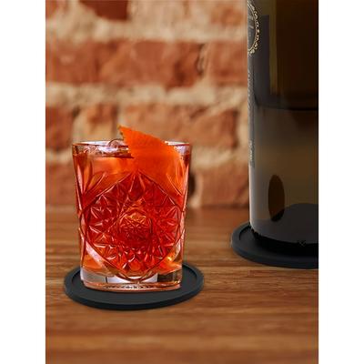 Coaster Beverage Cup Holder Silicone Circular Soft Rubber Roller Coaster Silicone Beverage Cup Holder For Bottles Black
