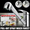 Mixer Stream Sprayer Head Silver Hot Cold Tap Solid Brass Kitchen Faucet Single Hole Pull Out Spout Kitchen Sink Mixer Tap