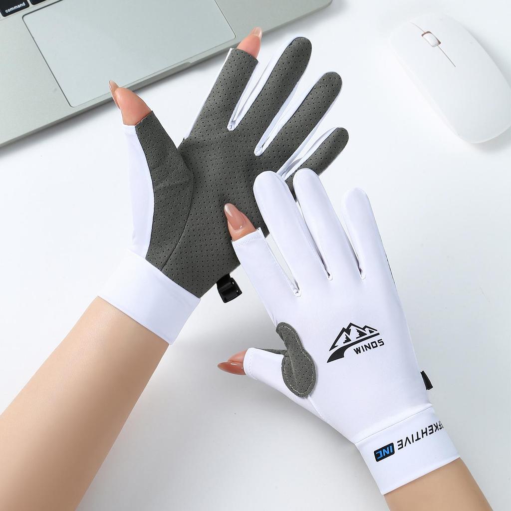 Ice Silk Fingerless Sun Protection Gloves for Men & Women - Non-Slip, Ideal for Hiking, Cycling, Driving, Food Delivery, Mountaineering