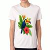 Toucan And Monstera Ladies Cotton T Shirt, Pure Cotton HighQuality Printing, Durable, Casual And Fashionable, Exotic Tropical Bird And Foliage Graphic