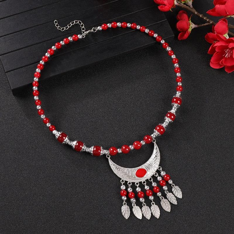 1PC Long Chain Ethnic Style Hair Jewelry Headpieces Forehead Dancing For Women Leaf Tassel Necklace Bohemia Headwear