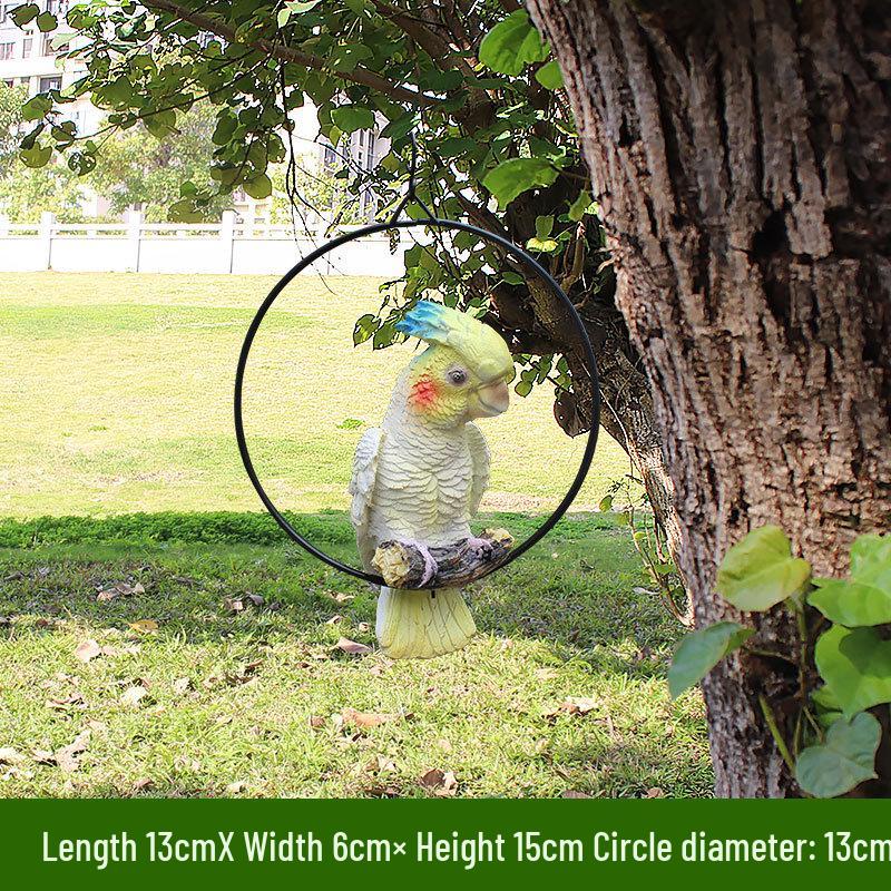 Parrot Tree Decoration: Cross-border Bird Model Resin Ornament for Courtyard