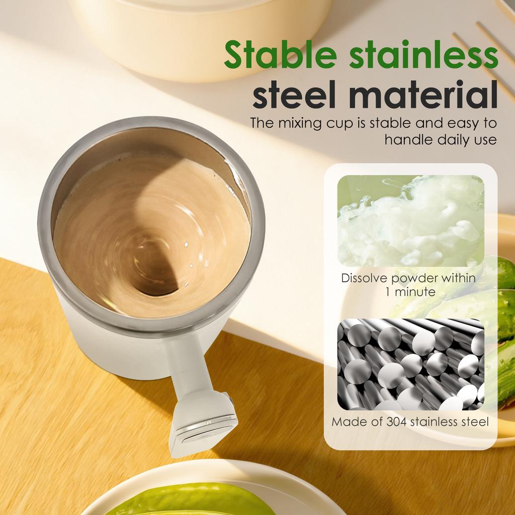 Automatic Magnetic Stirring Coffee Mug 14 Oz Stainless Steel Thermal Cup with Temp Display USB Charge Portable Self Mixing Cups