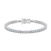 Mirror Polished Solid S925 Silver Flat Slim Tennis Bracelet VVS Micro Moissanite Dual Lock Anti-Slip Clasp