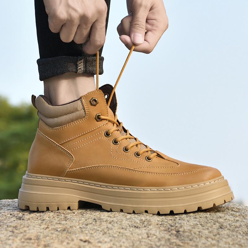 Martin boots men's short boots autumn and winter tooling boots trendy versatile high-top rhubarb boots fashionable