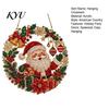 Festive Fireplace Wall Decorations Xmas Snowman Hanging Ornament, Round Acrylic Santa Reindeer Christmas Gift Ideas Door Sign for Window Decor