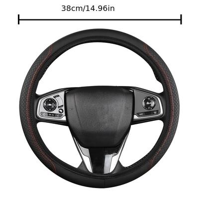 1 pièce 15 pouces/38 cm Housse de volant de voiture en cuir artificiel Housse de voiture antidérapante Protecteur Respirant Ajustement universel Pour la plupart des voitures