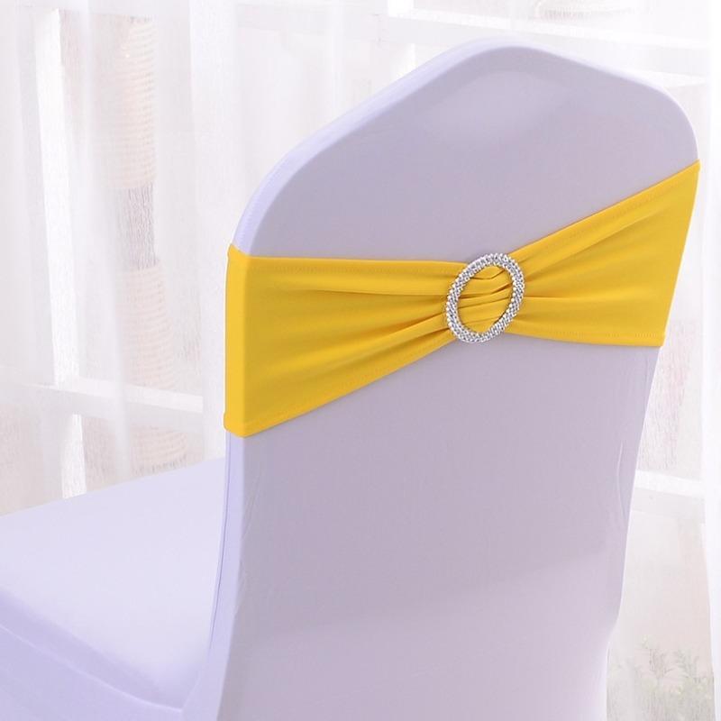 Wedding Decoration Birthday Party Chair Cover Elastic Hoop Bow Tie Elastic Fabric with Circular Buckle Suitable for All Banquet Chairs in The Hotel