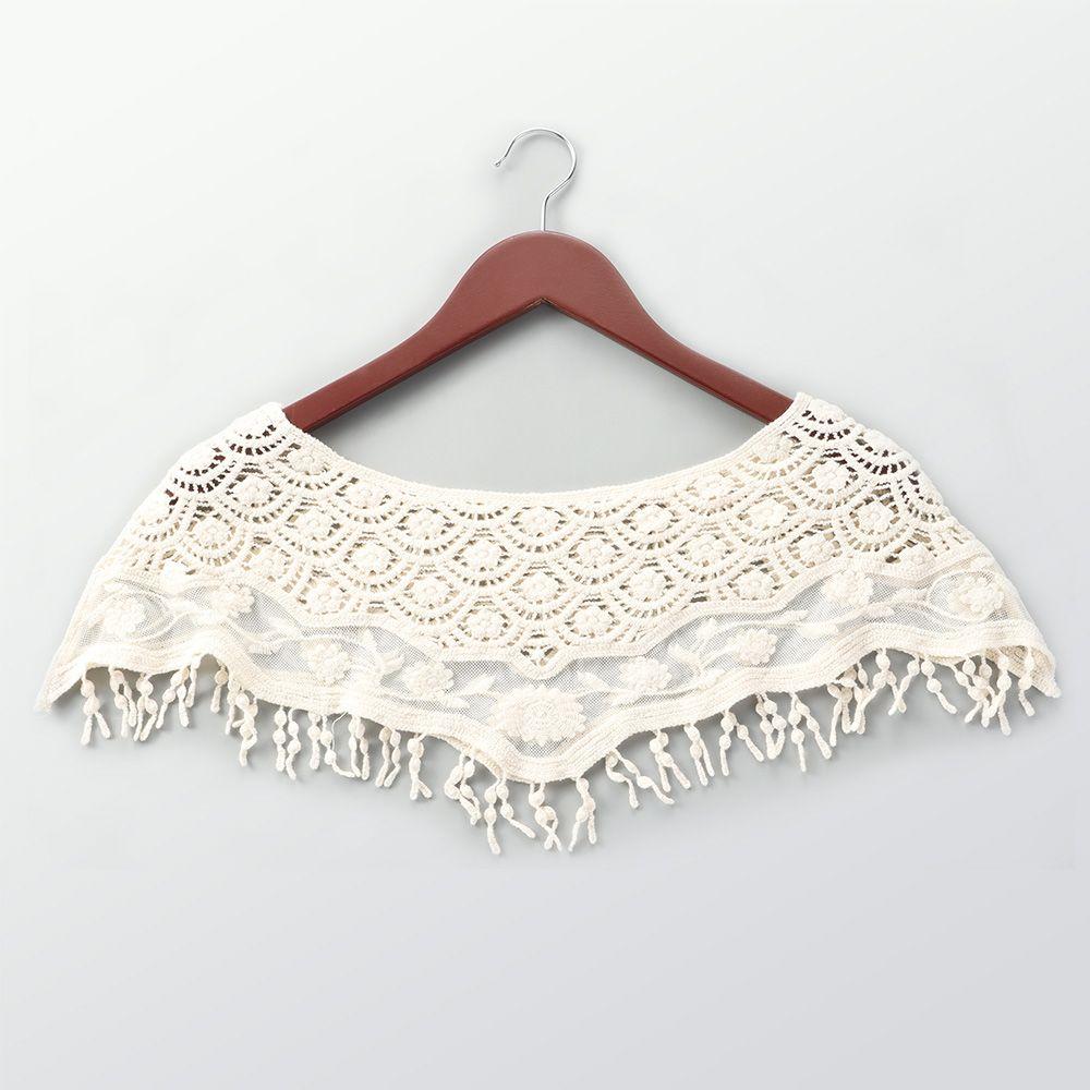 

Мода Винтаж Защита от солнца Накладной воротник Вязаный крючком Кейп Кружевной жилет Шаль Пончо Beige-Style 4