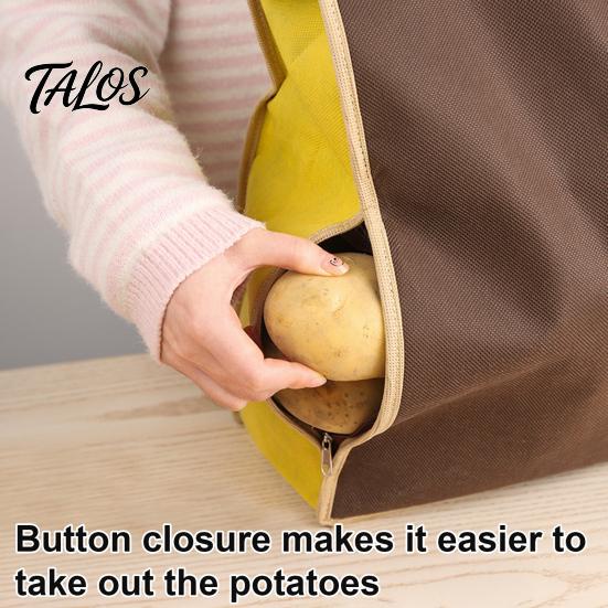 Vegetable Storage Bags Reusable Self Sealing Potato Onion Bags, Light Blocking Bag with Side Anti Sprouting Zipper, Non-woven Fabric Pantry Organizer