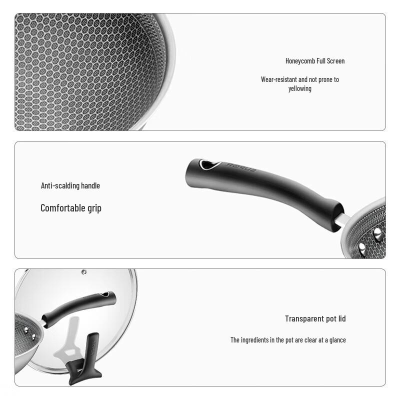 SUPOR Honeycomb Stainless Steel Wok