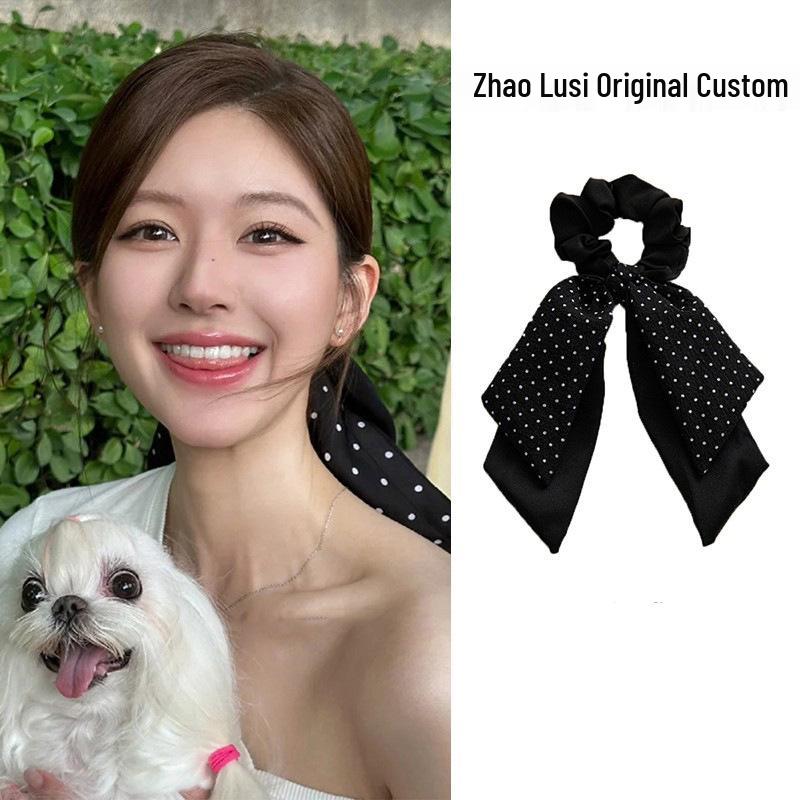 Dazzling Zhao Lusi Style Polka Dot Bow Hair Tie - Large Intestine Hair Accessory