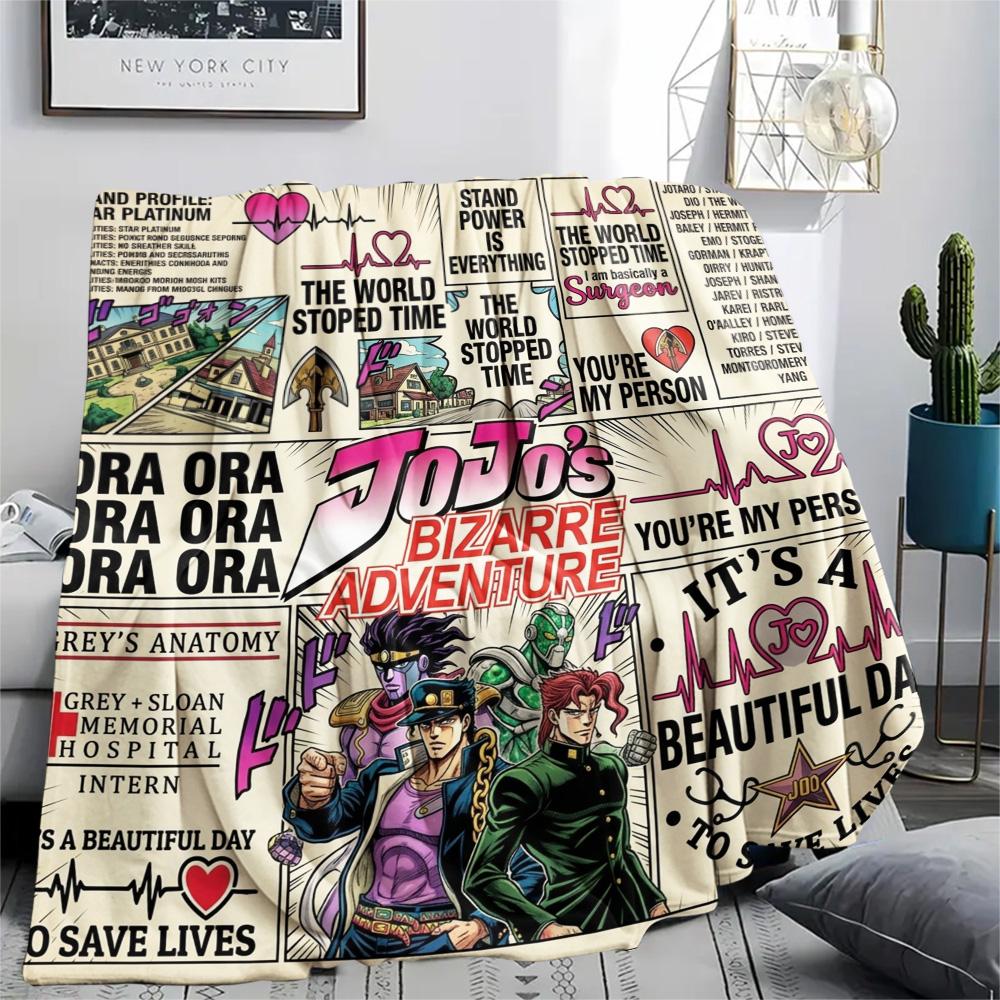 1 Stück Jojo's Bizarre Adventure Gemusterte Flanelldecke Geeignet für Alle Jahreszeiten Für Heimdekoration Wärme Und Komfort Geschenke Weihnachtsgeschenk