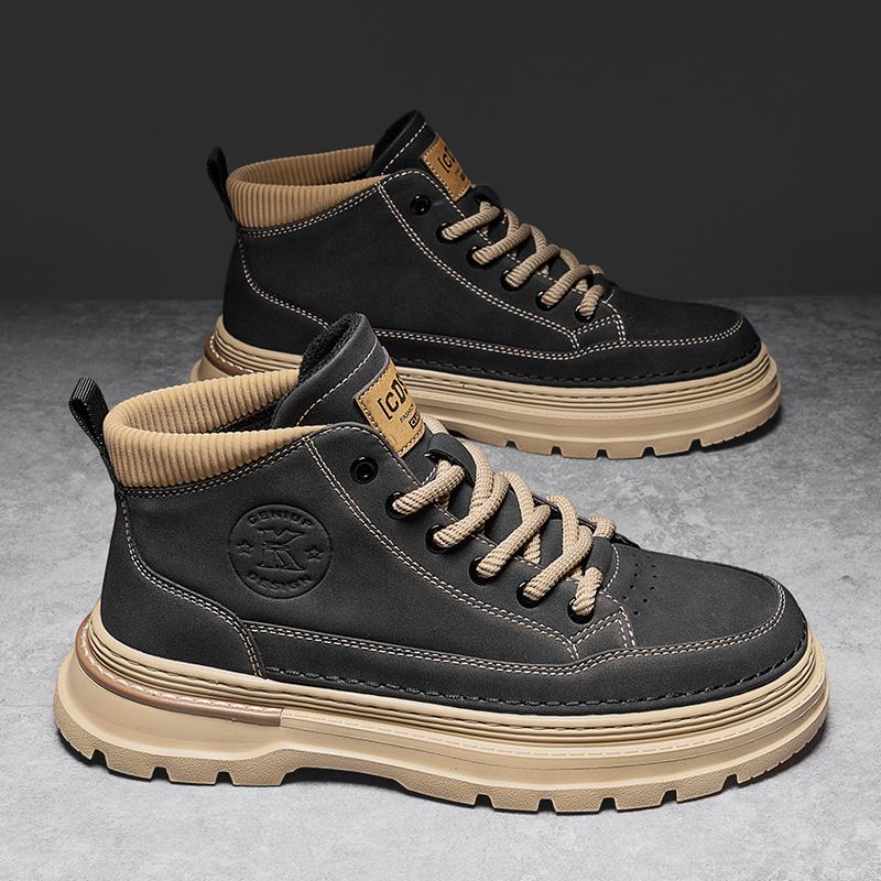 Scarpe alte autunno primavera e autunno interno nero rialzo stivali Martin a mezza altezza leggere da alpinismo casual