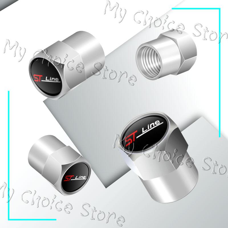 

4Pcs ST Line Emblem Car Wheel Tire Valve Caps Tyre Rim Stem Airdust Covers For Ford Fiesta Ecosport Focus ST Line Mondeo Kuga