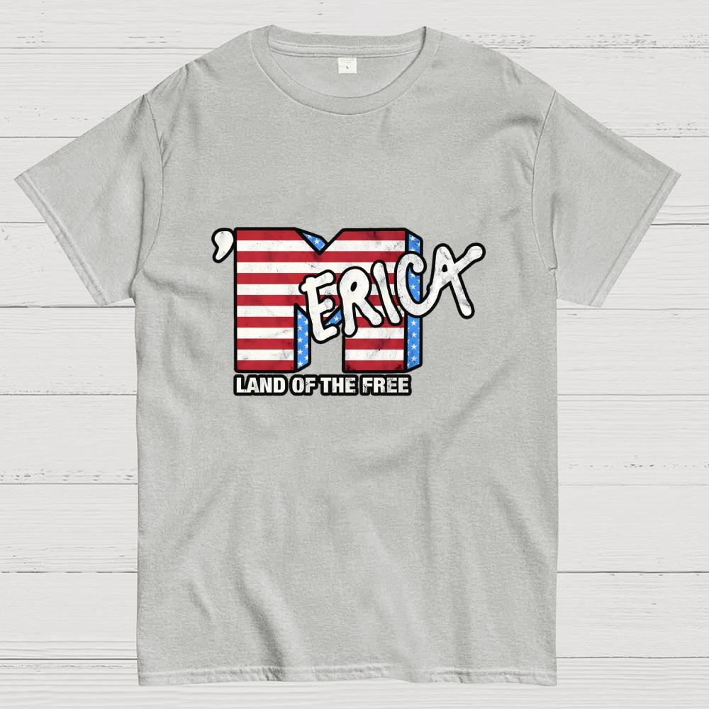 Merica- Land of the Free Cotton Casual Cool Loose T-Shirt