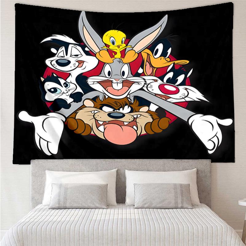 1PC Cartoon rabbit Yellow Bird K-pop music group Tapestry Accessories for Bedroom,Livingroom, dormitory Room Wall Decor Fan Birthday Gifts