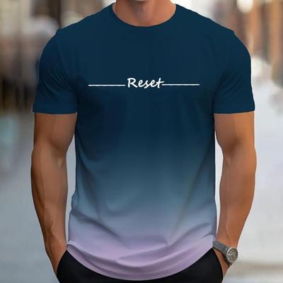 T-Shirt mit Rundhalsausschnitt und Farbverlauf, kurzärmelig, Alphabet-Aufdruck, lässige Wochenendkleidung für Männer und Teenager, Urlaubsorte, Frühling/Sommer/Herbst
