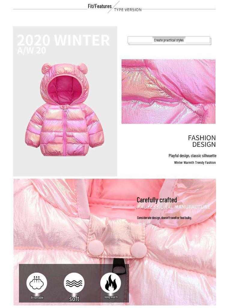 Infant & Toddler Bright Cotton Down Jacket with Cute Ears - Boys & Girls Autumn/Winter Outerwear