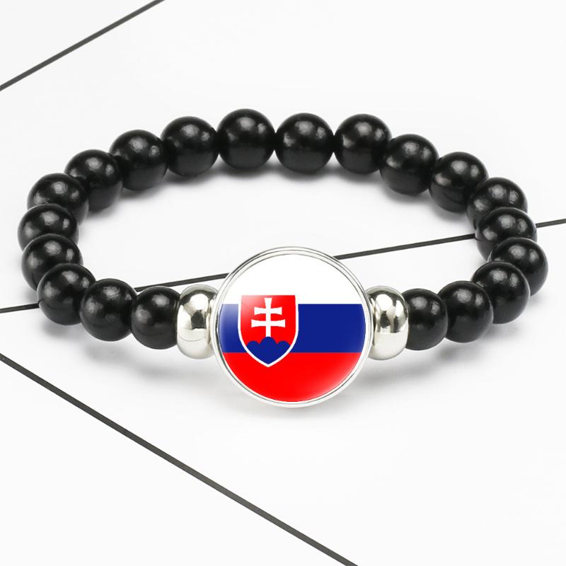 287 Länder Nationalflagge Druckknopf Elastisches Band Perlen Länderflagge Unabhängigkeitstag Perlen Schmuck Perlenarmband