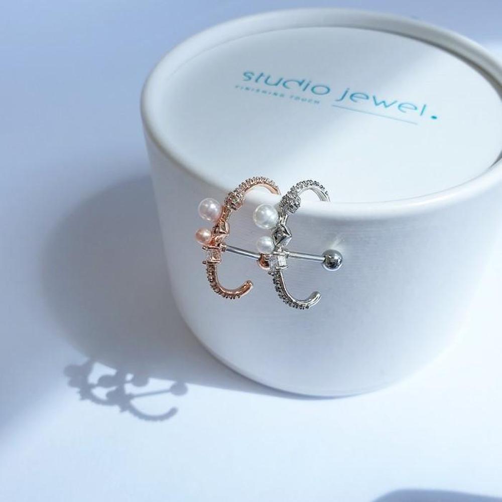 [Studio Jewel] Gorgeous Pearl Cubic Ear Cuff Piercing (S6064448)