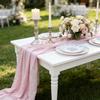 Runner da Tavola Monocolore in Cotone Nordico 60*180cm/60*300cm Morbida Decorazione per Tavola da Pranzo per Matrimonio Festa di Compleanno Baby Shower