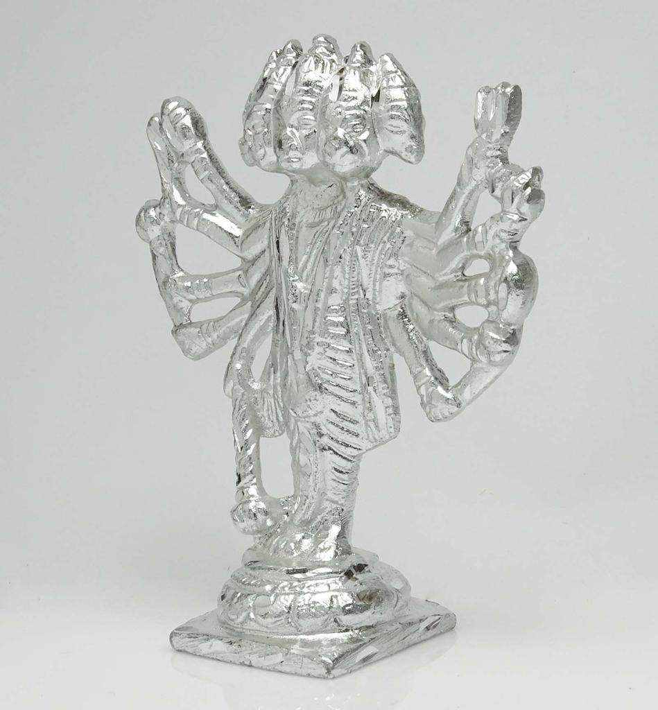 Metallic Silver Office Table Lord Panchmukhi Metal Decor Decorative Car Gift