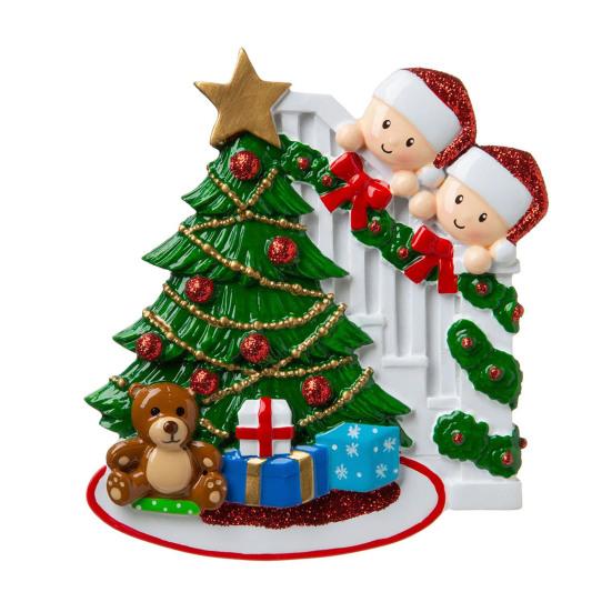 Custom Family Christmas Ornaments with Name Peeking Family of 2/3/4/5/6 Christmas Tree Ornament Holiday Gift for Family Friend