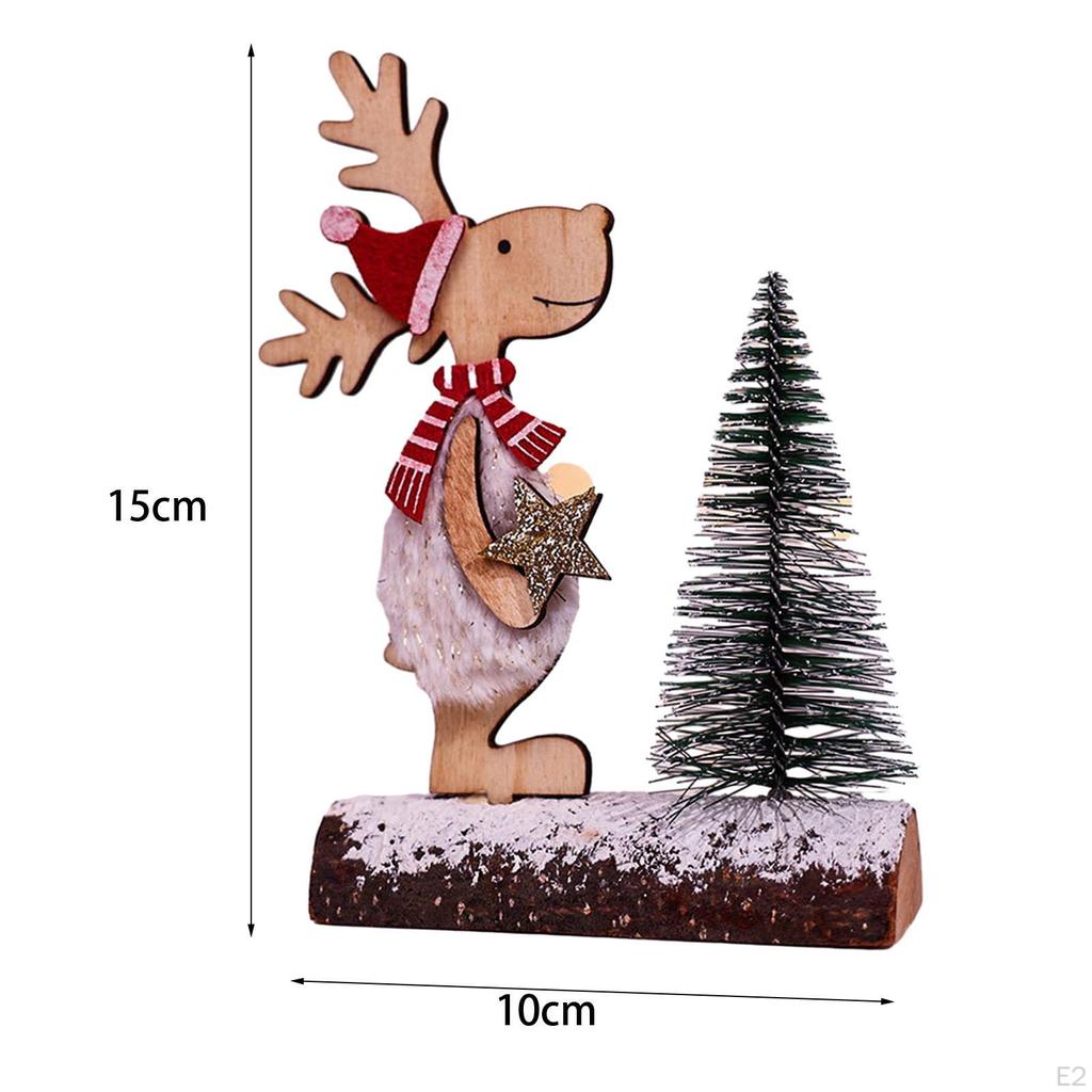 Christmas Table Decoration Wooden Centerpieces Elk Tree Winter Rustic Kitchen